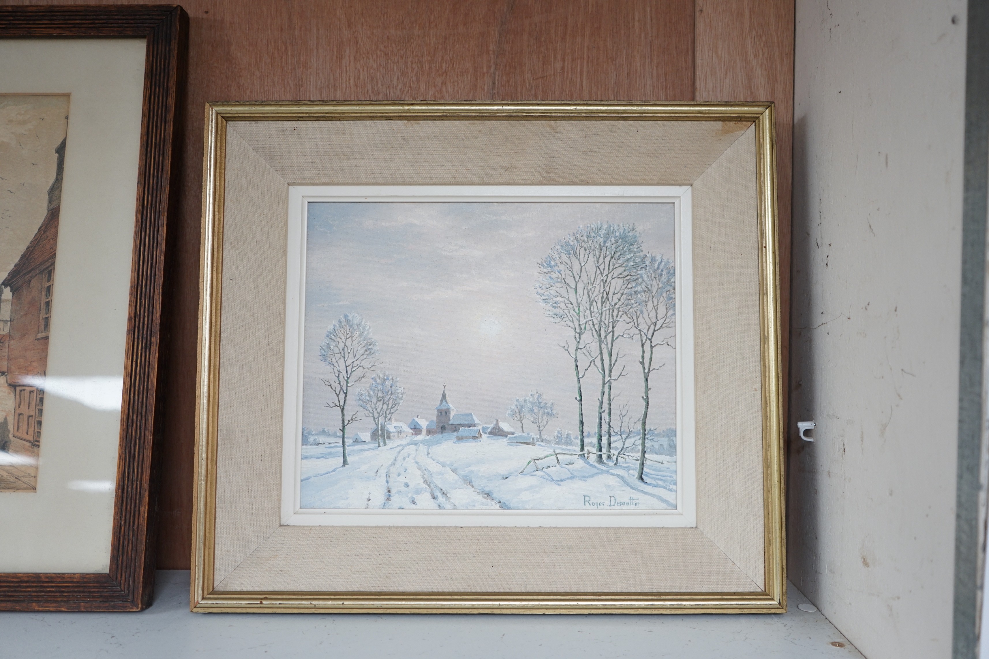 Roger Desoutter RSMA (1923-2020), oil on board, 'Christmas Eve in the Auvergne', signed, 24 x 29cm